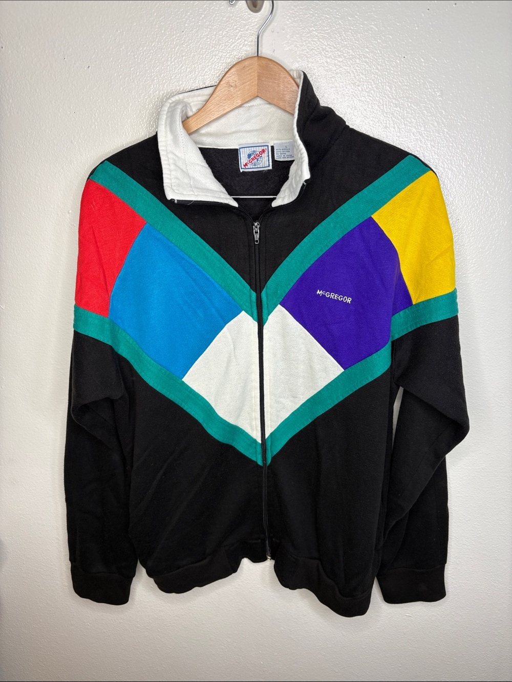 VTG McGregor Colorblock Full Zip Fleece Sweatshirt Jacket Men Size L